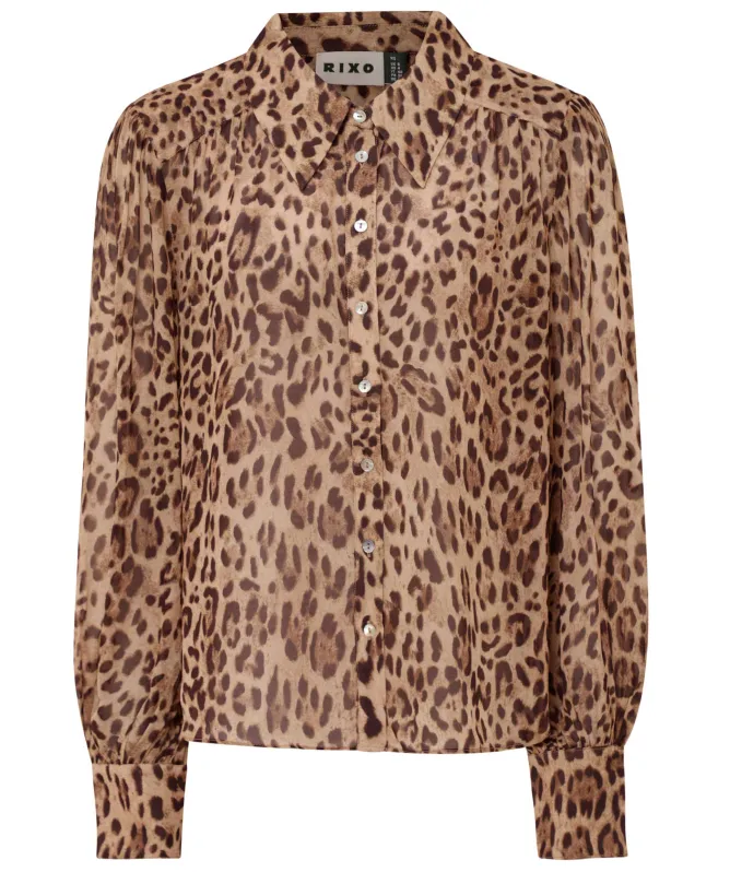 RIXO Blake Leopard Print Shirt