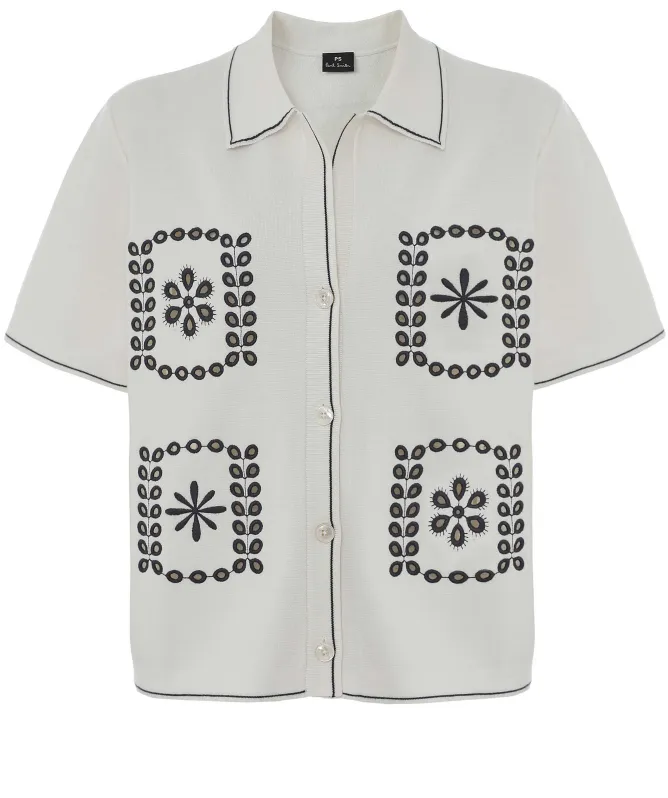 Paul Smith Floral Embroidery Short-Sleeve Shirt