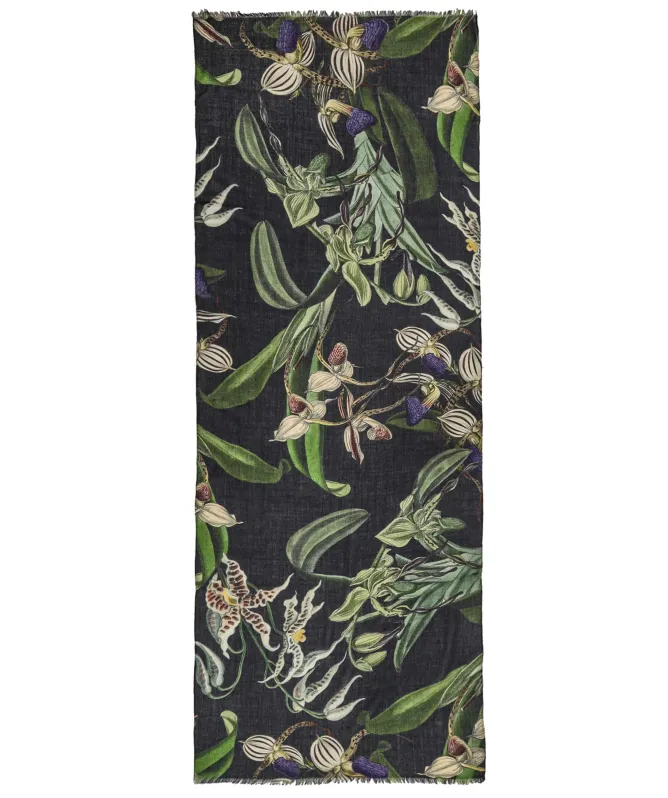 One Hundred Stars Orchid Black Wool Scarf