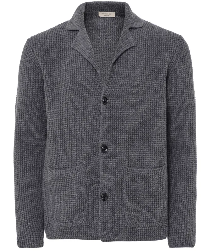 Wool and Co Waffle Knit Button Cardigan