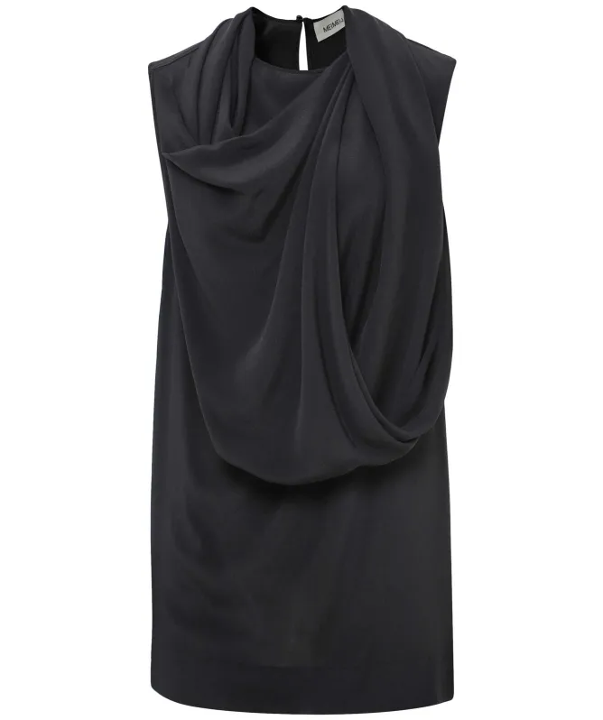 MEIMEIJ Black Sleeveless Draped Top