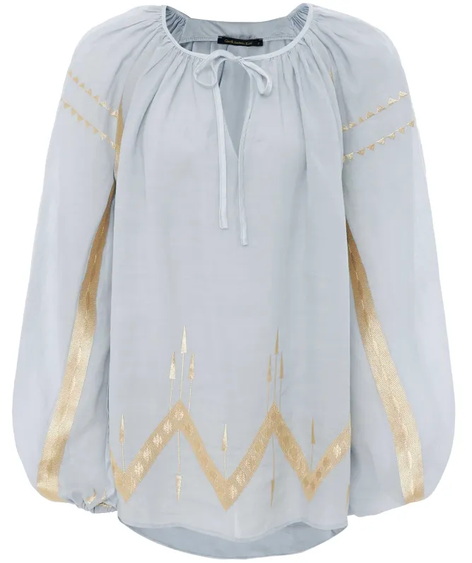 Greek Archaic Kori Embroidered Blouse