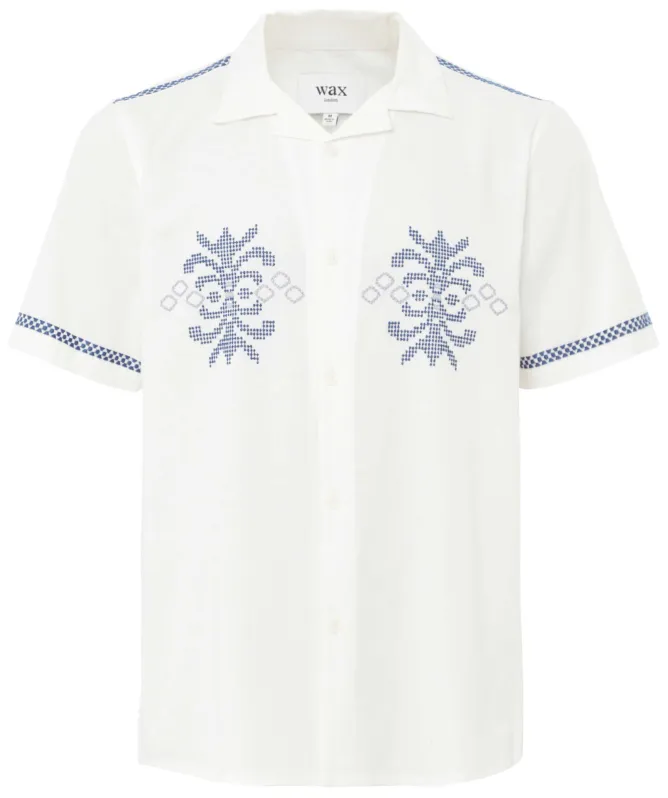 Wax London Linen Mix Embroidered Didcot Shirt