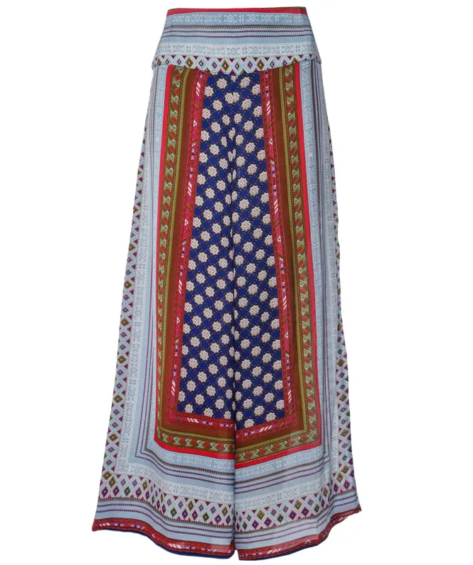 One Hundred Stars Moorish Indigo Crepe Palazzo Trousers