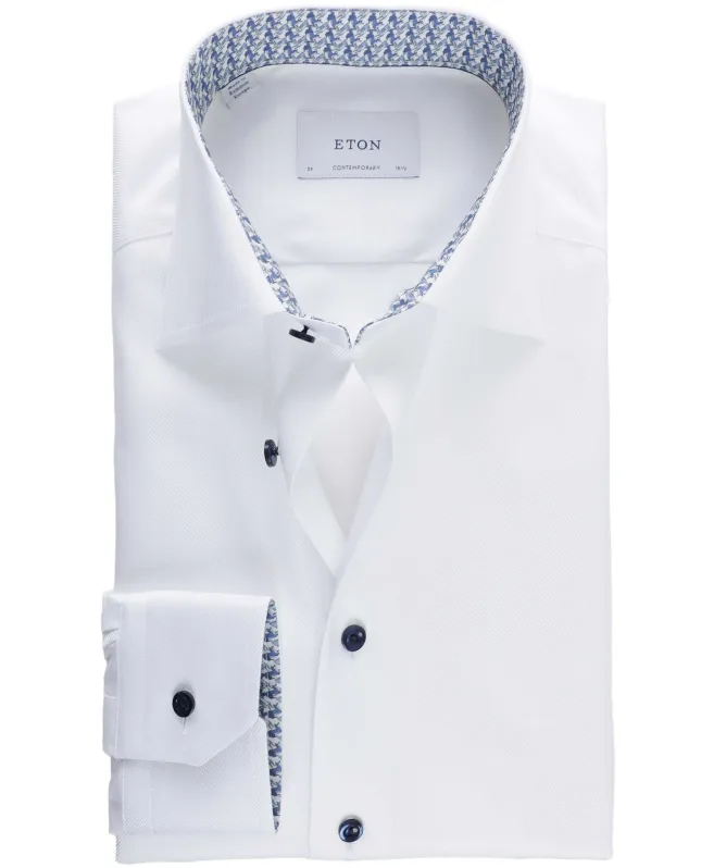 Eton Contemporary Fit Geometric Trim Shirt