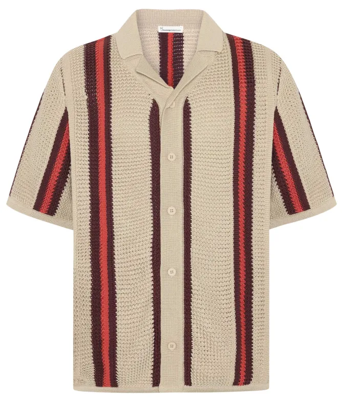 Knowledge Cotton Striped Knitted Shirt