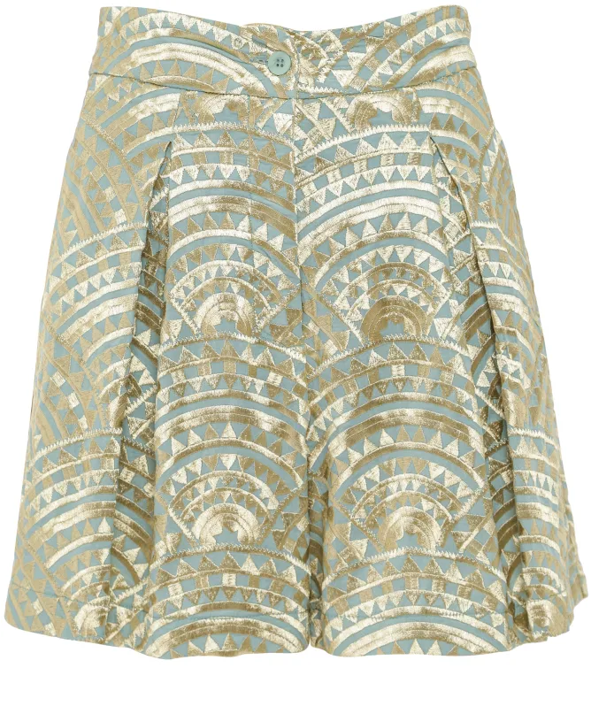Greek Archaic Kori Triangle Embroidered Shorts
