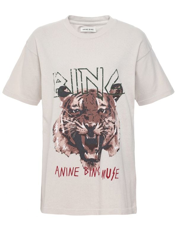 Anine Bing Beige Organic Cotton Tiger Tee | Jules B