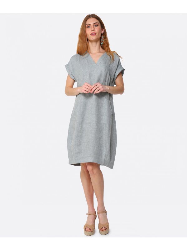 chinese dress ladies Long Linen Dress Grenada in Deep Green