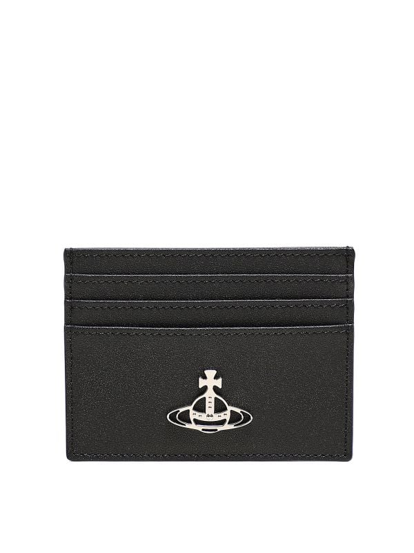 カードケース・名刺入れ VIVIENNE WESTWOOD BLACK LEATHER CREDIT CARD HOLDER ORB Flat Orb Card Holder in BLACK | Vivienne Westwood®