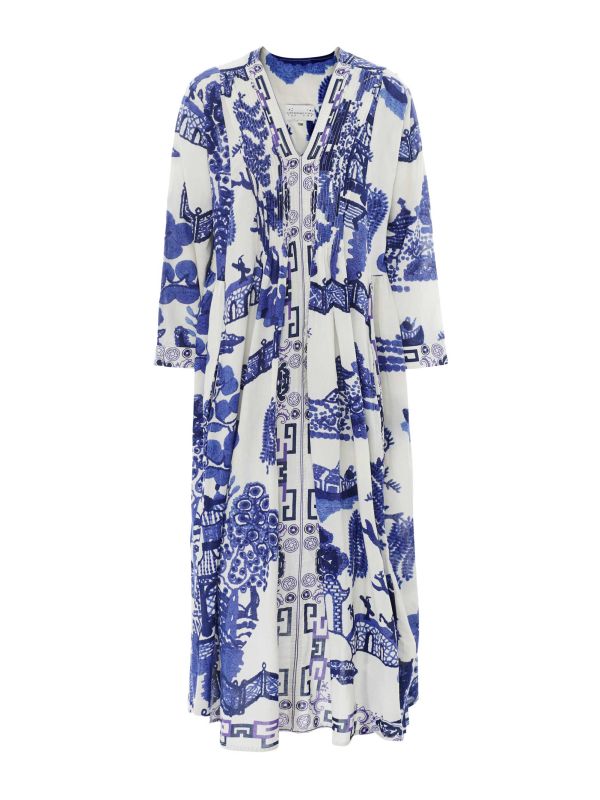 one hundred stars pleat dress One Hundred Stars Giant Willow Blue Pinch Pleat Dress