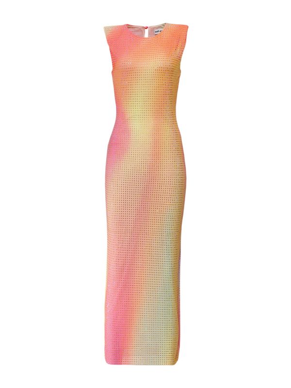 Self-Portrait Printed Mesh Rhinestone Midi Dress | Jules B