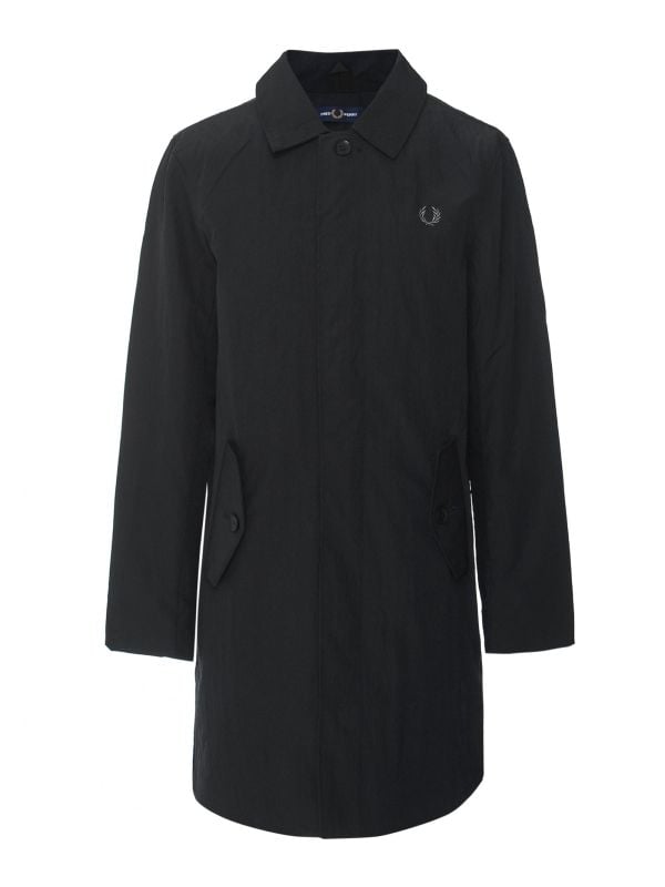 FRED PERRY BUTTON THROUGH MAC コート ブラック Fred Perry Men's Button Through Mac in Black Fred Perry