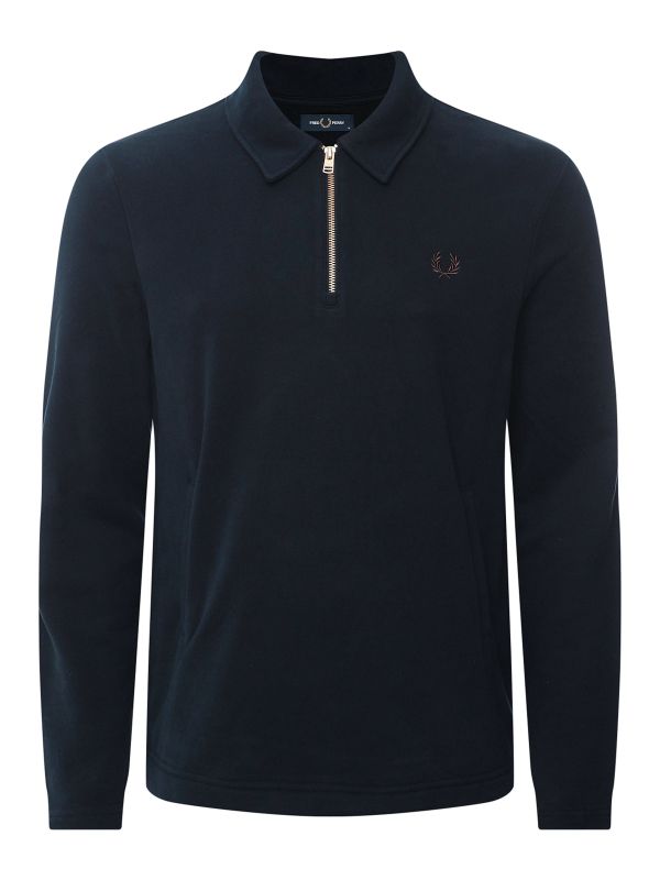 ◇FRED PERRY◇ Sport Half Zip Smock Sweatshirt 608 AFPM24386 Fred Perry Navy Half-Zip Smock Sweatshirt