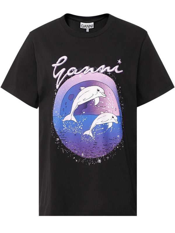 GANNI Black Relaxed Dolphin T-Shirt | Jules B