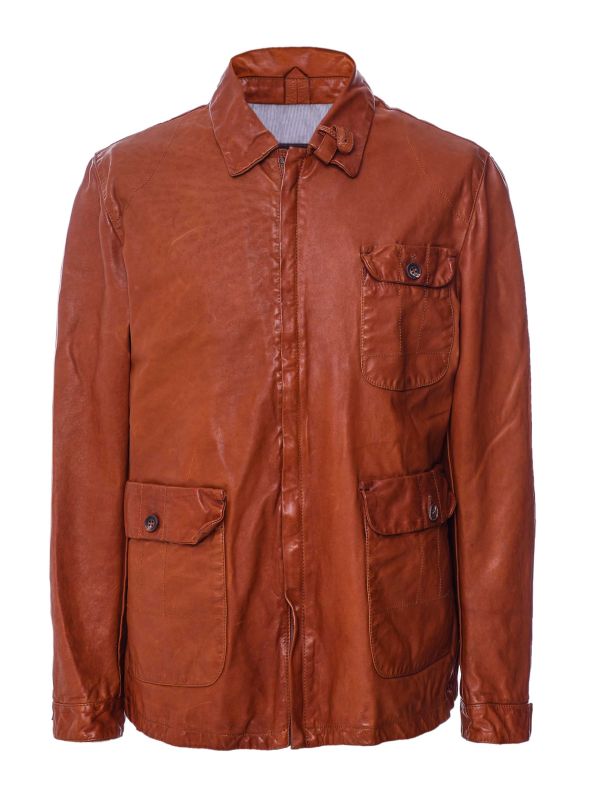 Jacob Cohen Three Pocket Long Leather Jacket
