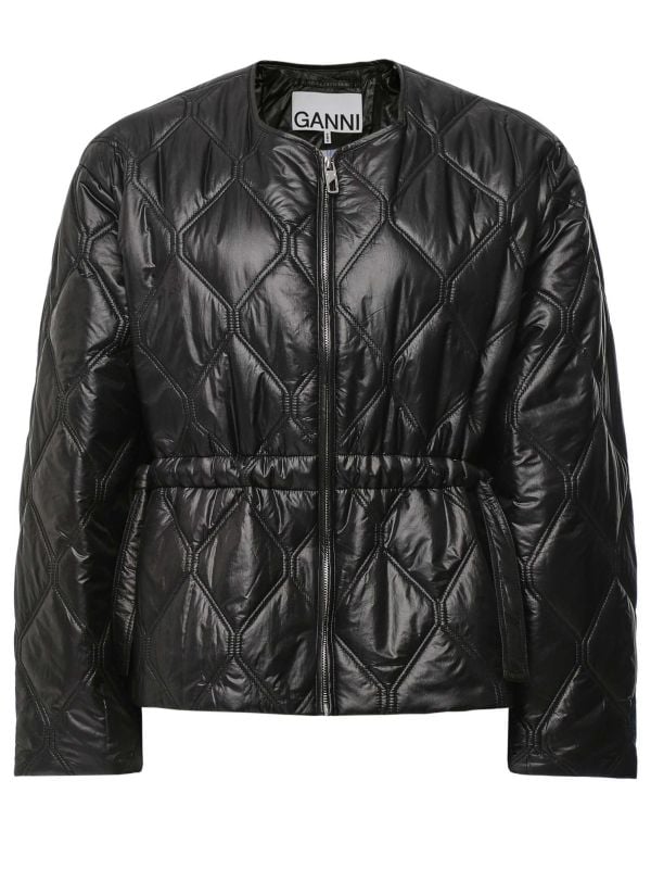 ジャケット GANNI Quilted Jacket GANNI Black Shiny Quilted Jacket | Jules B