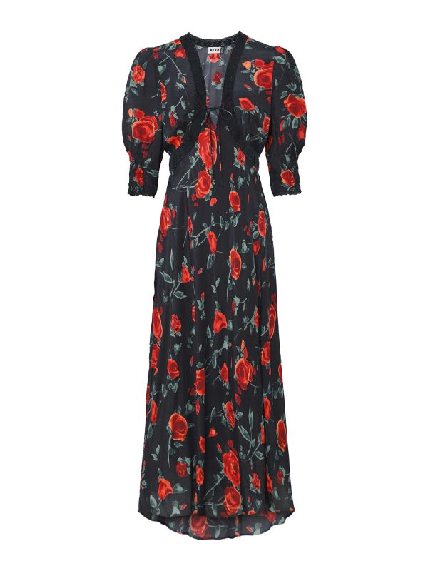 rixo amina midi dress Amina Midi Dress in English Daisy Deep Navy