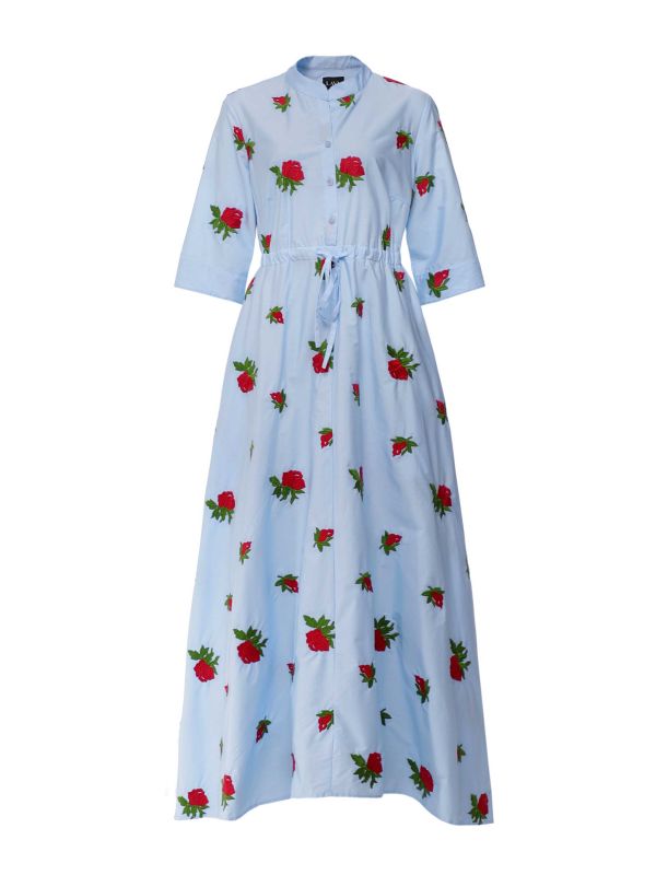sachin and babi light blue dress Embroidered Beach Maxi Dress In Cotton Voile For Women main image 1