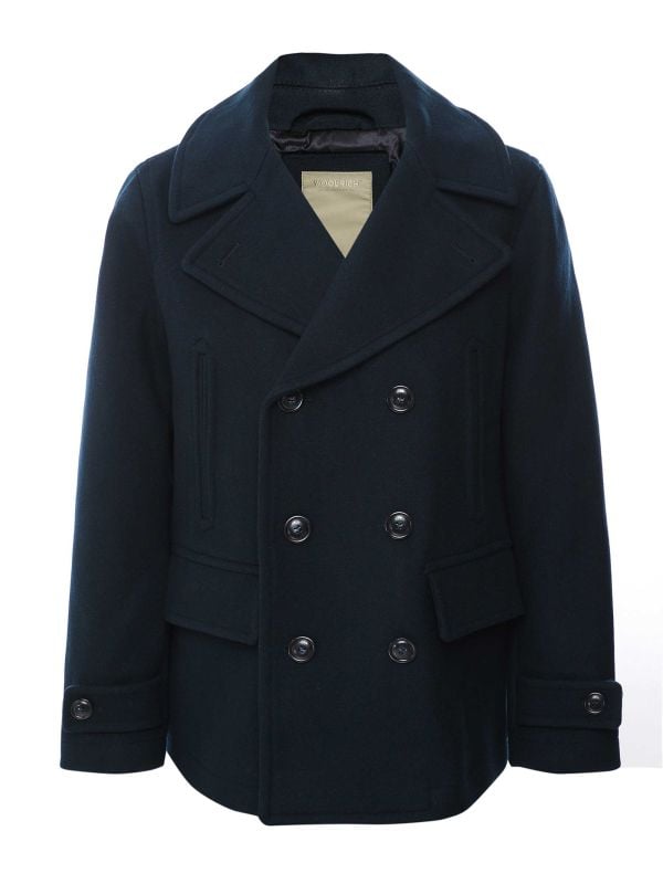 Woolrich Navy Melton Virgin Wool Peacoat