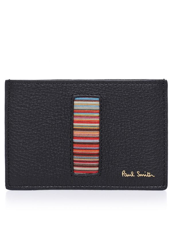 Paul Smith Black Leather Stripe Insert Card Holder | Jules B
