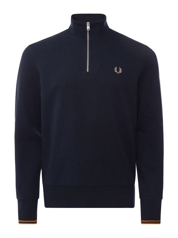 美品　FRED PERRY Half Zip Pullover ベロア素材 Fred Perry Navy Half-Zip Sweatshirt