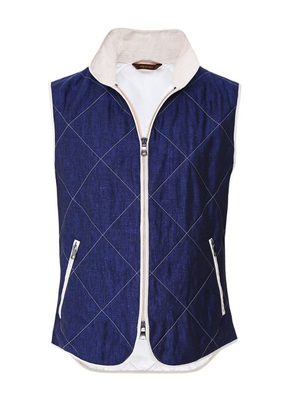 Waterville Linen Diamond Quilted Gilet | Jules B