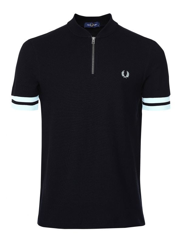 トップス FRED PERRY Ribbed Polo Shirt Striped Ribbed Polo Shirt - Silky Peach | Women's Polo
