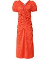 GANNI Crinkle Satin Midi Dress