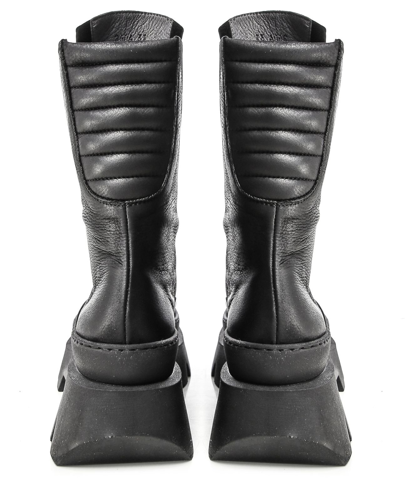 Lofina Black Chunky Leather Mid Zip Boots Jules B