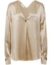 Silk V-Neck Ball Button Blouse