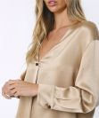 Silk V-Neck Ball Button Blouse