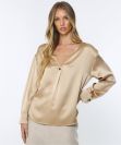Silk V-Neck Ball Button Blouse